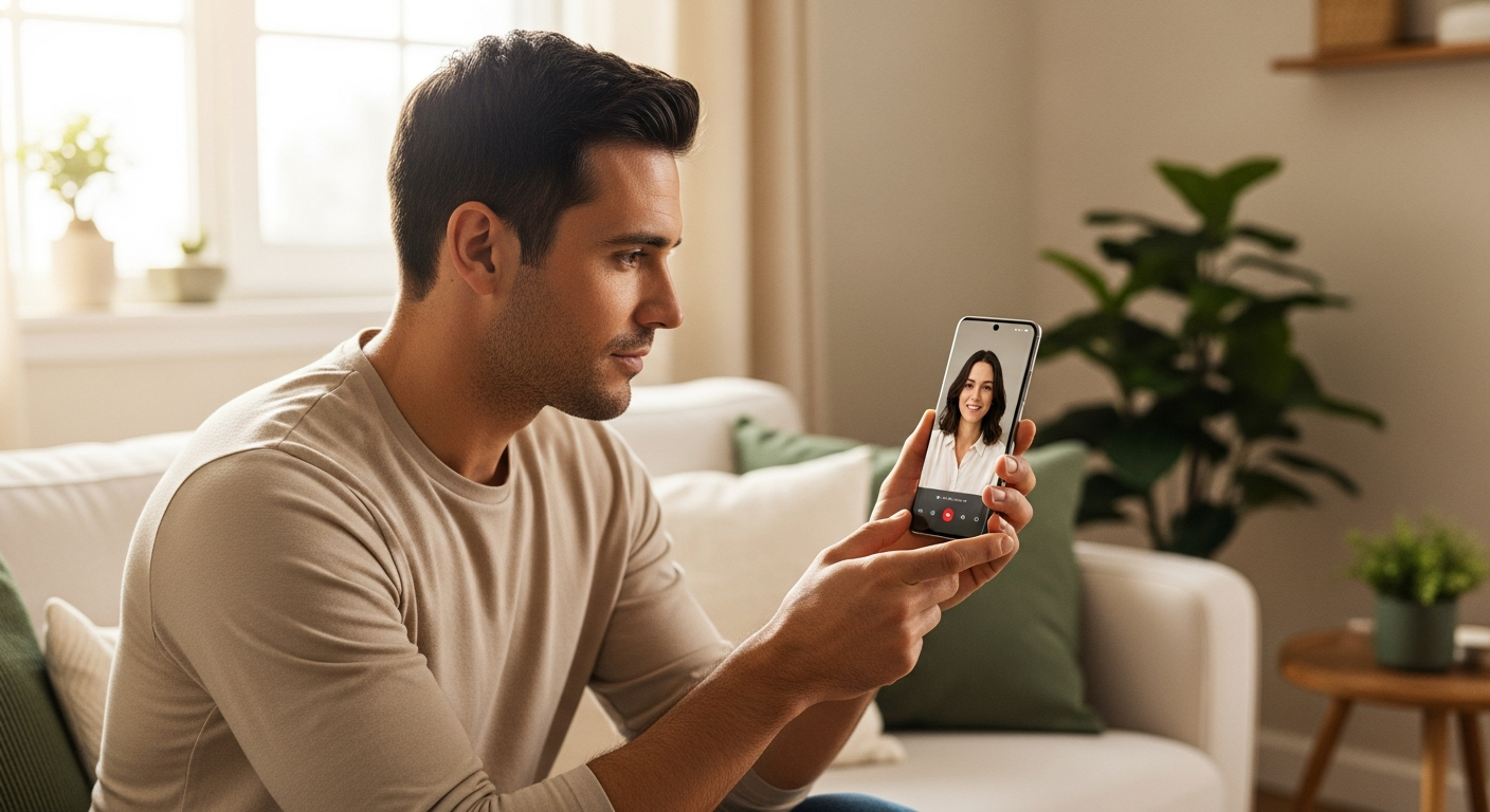 GIA® on a Samsung Galaxy smartphone — patient on video call