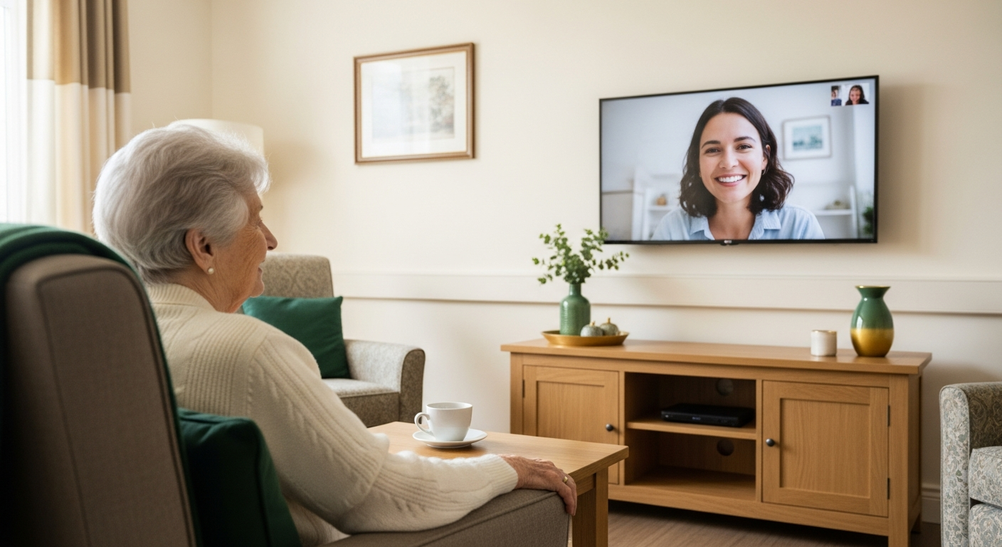 GIA® on a TV in a senior care setting