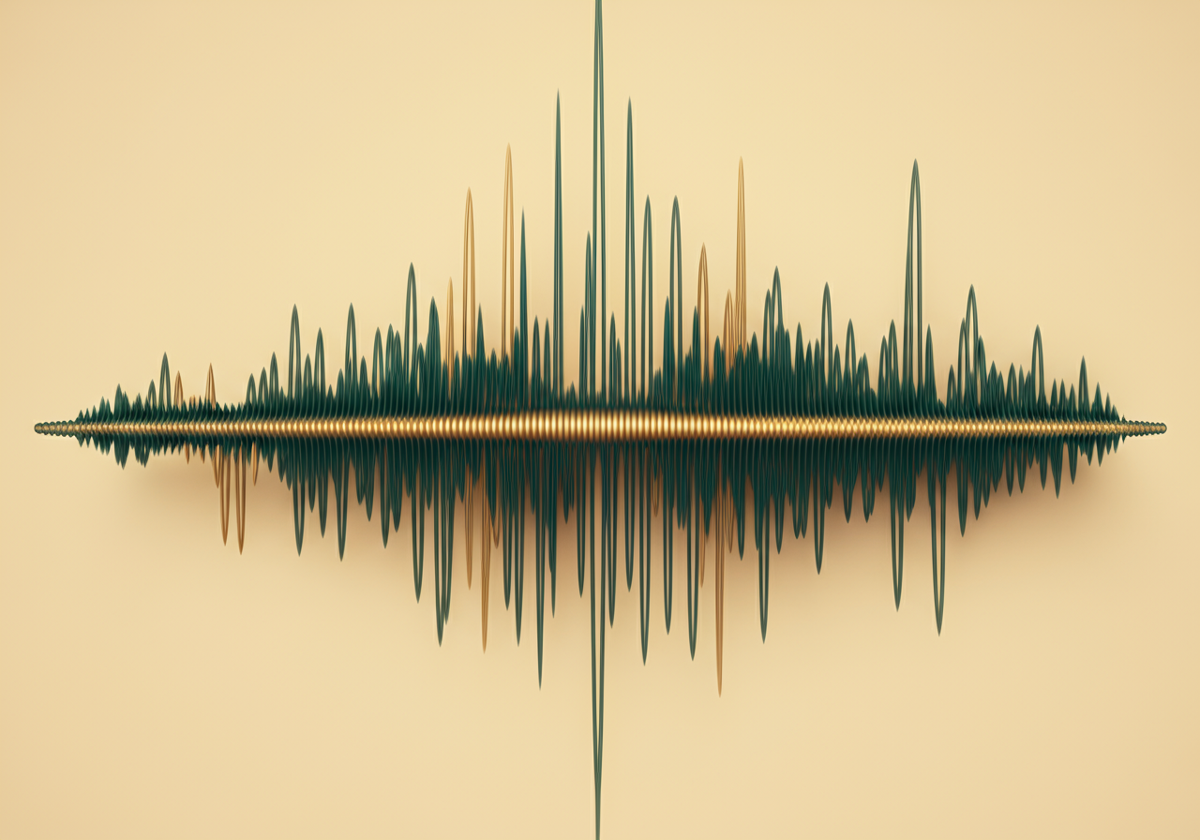 Voice AI waveform visualization — acoustic patterns analyzed for clinical biomarkers